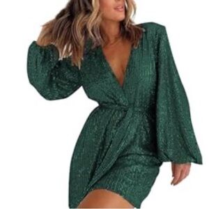 Elegant Green Sequin Romper